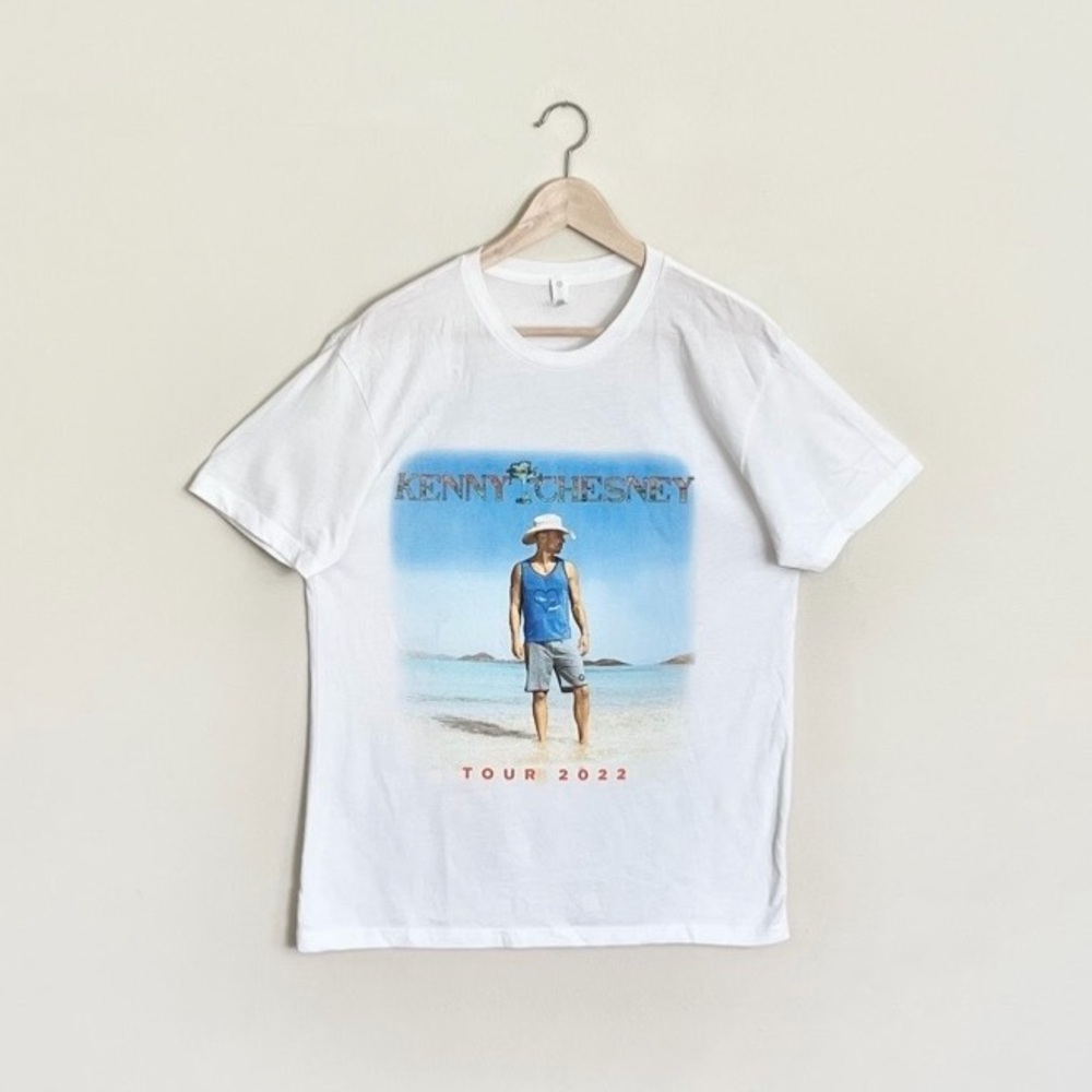 NEW Kenny Chesney 2022 Who Lives Like We Do Tour Graphic White T Shirt Adult L